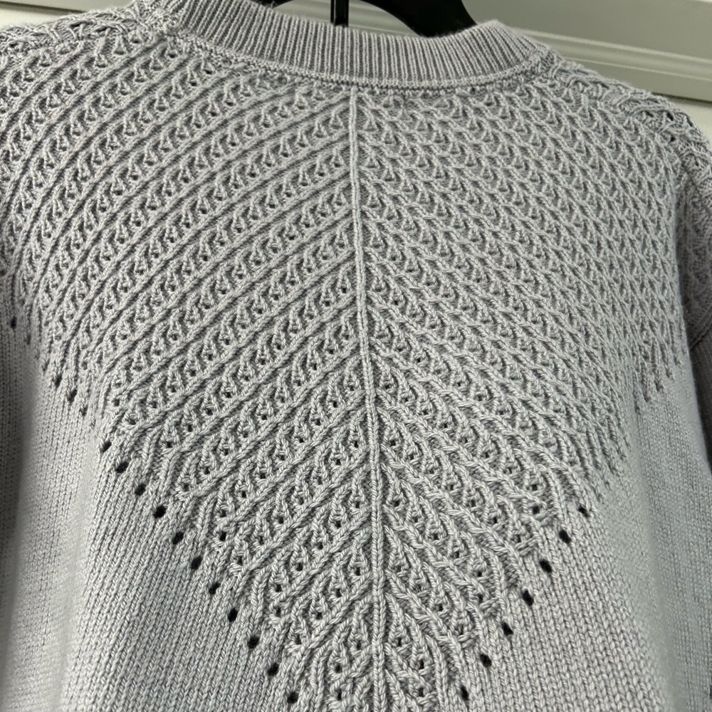 Marine Layer Olivia Crewneck Sweater Slate Blue Pointelle Knit -Size Small - Picture 6 of 9